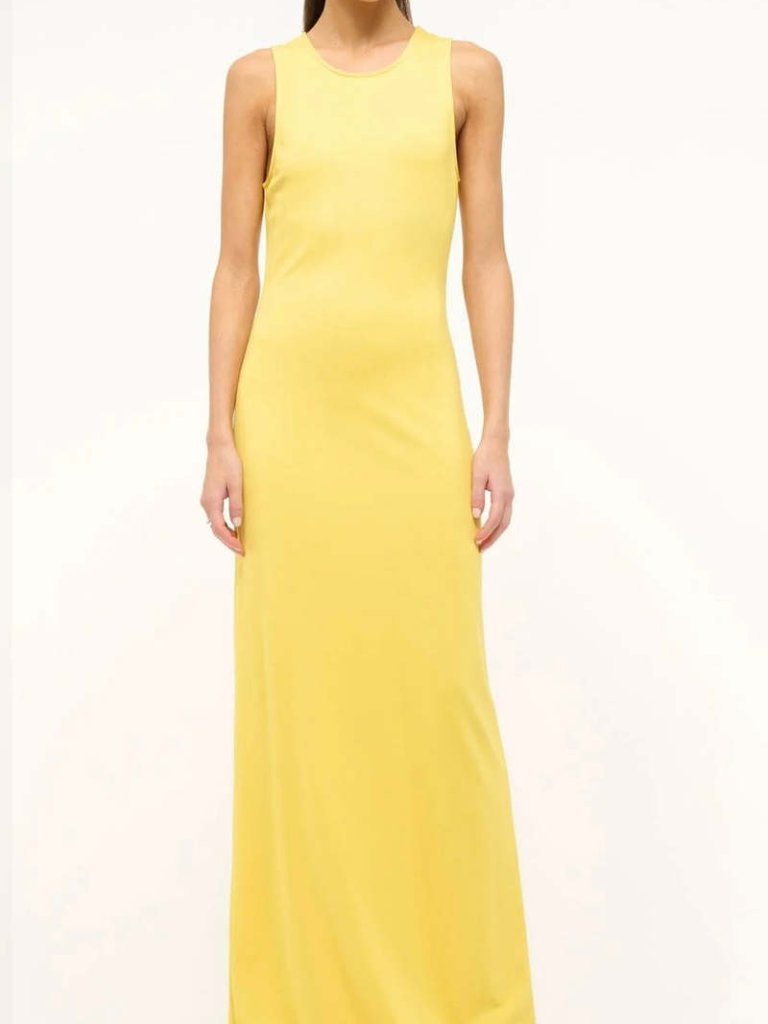 Staud Bari Dress In Sunshine, Size L, Sleeveless Maxi